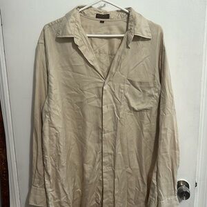 Tasso Elba- Beige men's button-down dress shirt